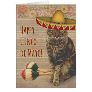 Happy Cinco de Mayo Cat with Mexican Hat