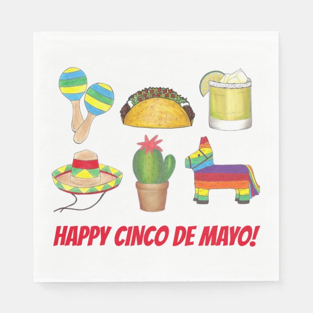 Happy Cinco de Mayo Mexican Fiesta Celebration Napkin (Front)