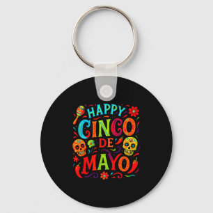 Happy cinco de mayo - mexican fiesta skulls party key ring