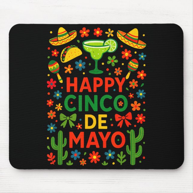 Happy cinco de mayo - mexican party fiesta cactus  mouse pad (Front)