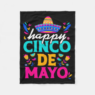Happy cinco de mayo mexican sombrero margaritaHapp Fleece Blanket