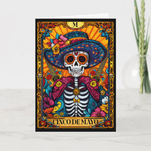 Happy cinco de mayo mexican sombrero skull guitarH Card