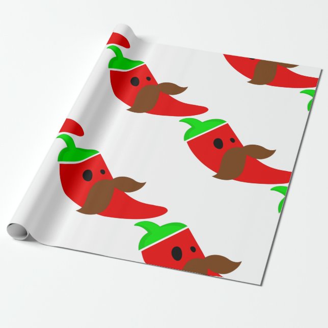 happy cinco de mayo moustache pepper funny wrapping paper (Unrolled)