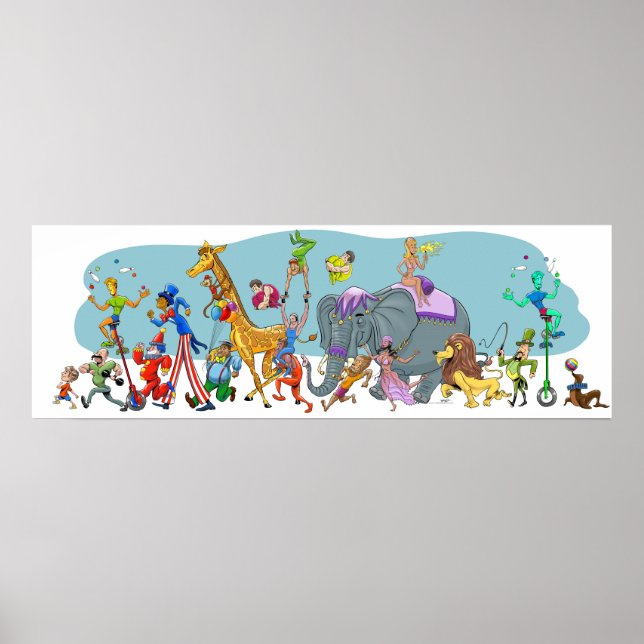 Happy Circus Coming into Town Poster (Front)