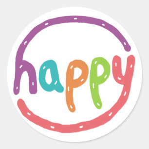Happy Classic Round Sticker