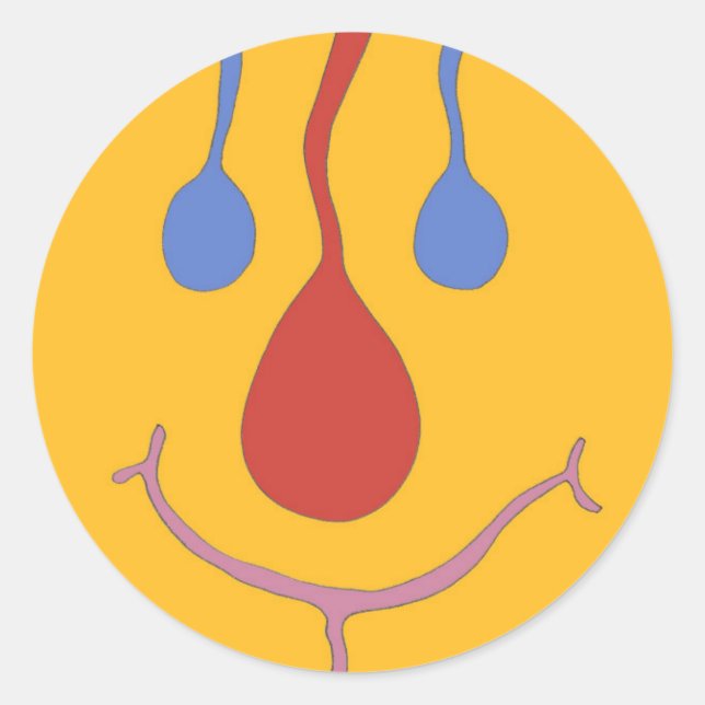 HAPPY CLASSIC ROUND STICKER (Front)