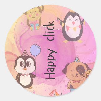 happy click classic round sticker