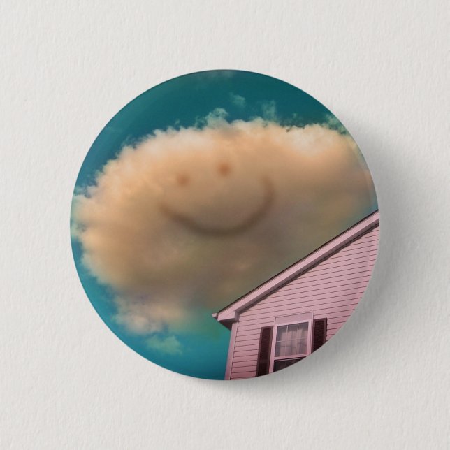 Happy Cloud 6 Cm Round Badge (Front)