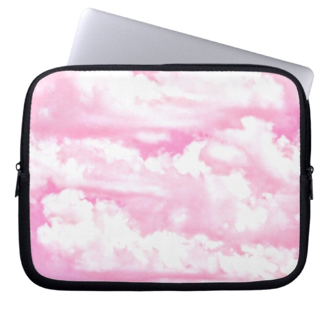 Happy Clouds in Light Pink Laptop Sleeve (Front)