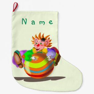 Happy Clown Christmas Stocking with Custom Name