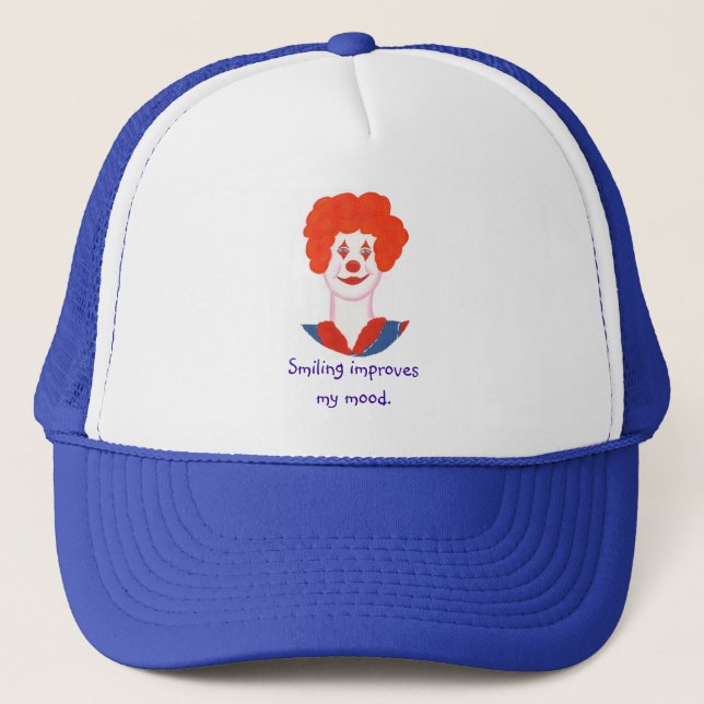 Happy Clown Face, Smiling improves my mood Trucker Hat (Front)
