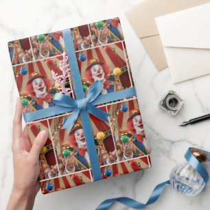 Happy Clown Juggling Colorful Balls Wrapping Paper