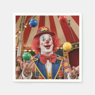 Happy Clown Juggling Colourful Balls Napkin