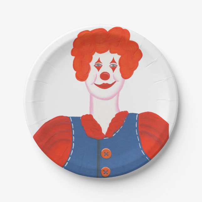 Happy Clown Red Hair Birthday Plates (Front)