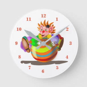 Happy Clown with Ball Clock - Circus - Painting