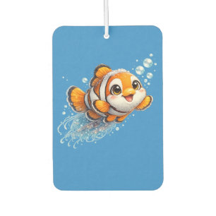 Happy Clownfish Tropical Sea Life Illustration Car Air Freshener