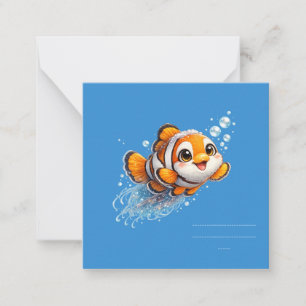 Happy Clownfish Tropical Sea Life Illustration Card
