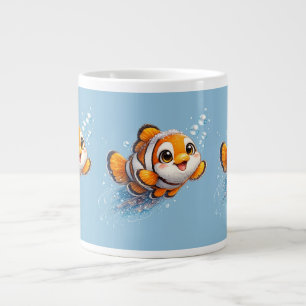 Happy Clownfish Tropical Sea Life Illustration Large Coffee Mug