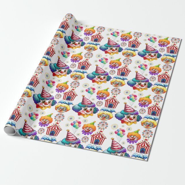 Happy Clowns  Wrapping Paper (Unrolled)
