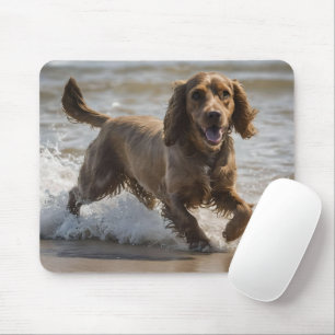 Happy Cocker Spaniel Beach Fun Day, Mouse Pad