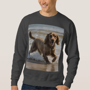 Happy Cocker Spaniel Beach Fun Day, Sweatshirt