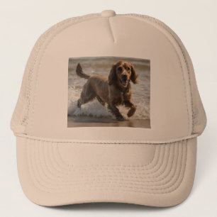 Happy Cocker Spaniel Beach Fun Day, Trucker Hat