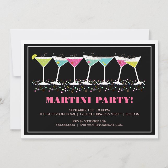 Happy Cocktails Martini Party Invitation (Front)
