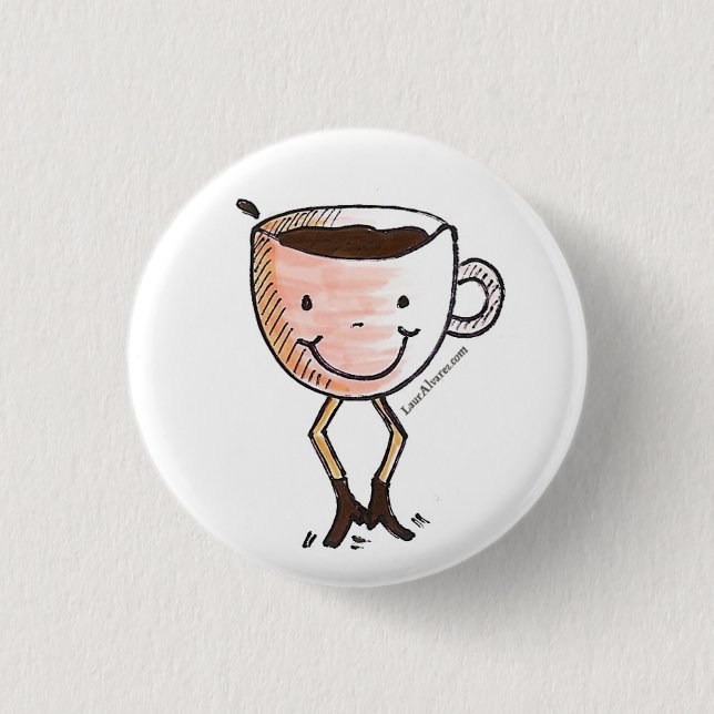 Happy coffee 3 cm round badge (Front)
