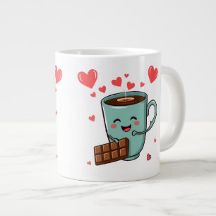 Happy Coffee & Chocolate – Cute Valentine Large Coffee Mug