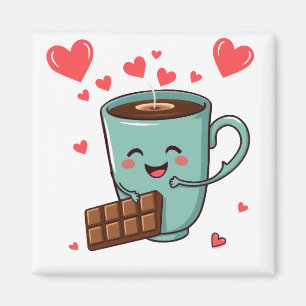 Happy Coffee & Chocolate – Cute Valentine Magnet