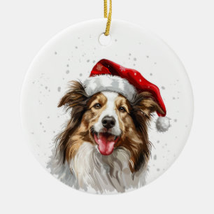 Happy Colley Dog Christmas Personalized Ceramic Tree Decoration