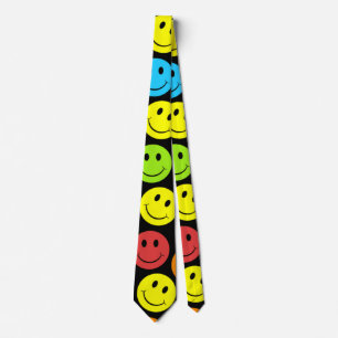 Happy Colorful Faces Pattern Tie