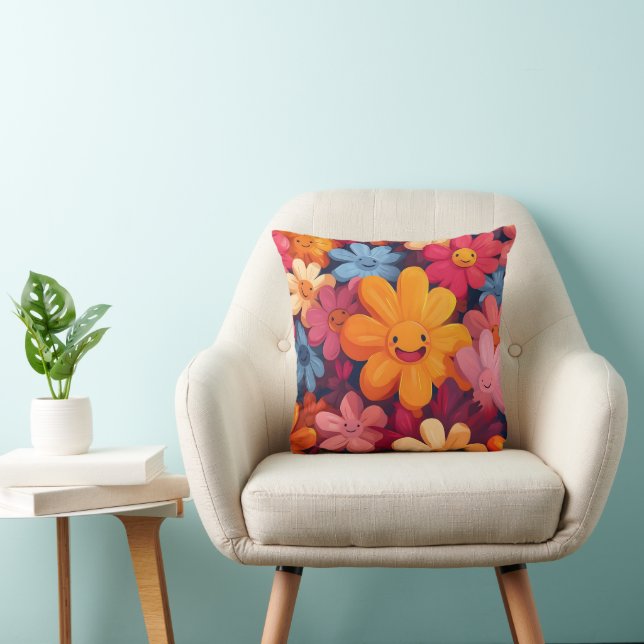 Happy Colorful Flowers Pattern Cushion (Chair)