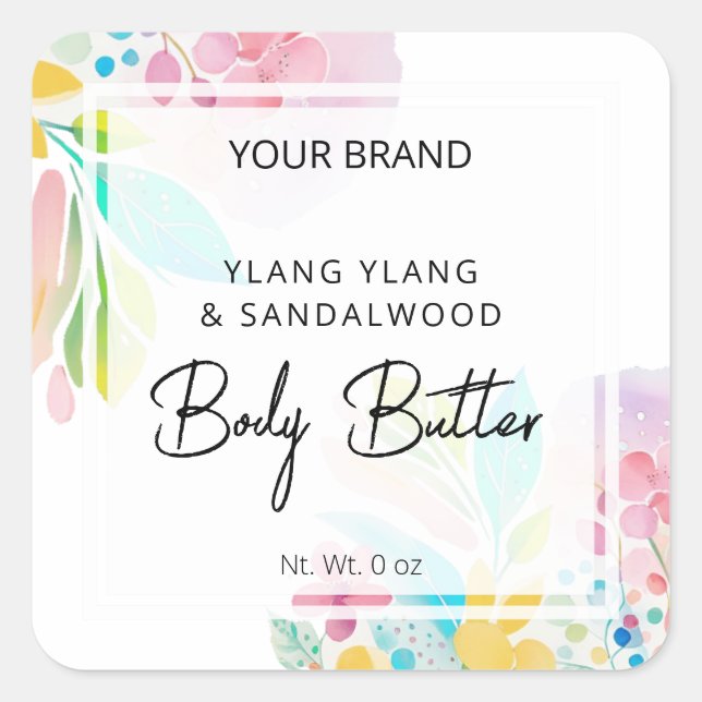 Happy Coloured Body Butter Jar Labels (Front)