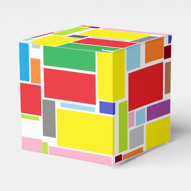 Happy Colourful Blocks Paper Gift Favour Box (Front Side)
