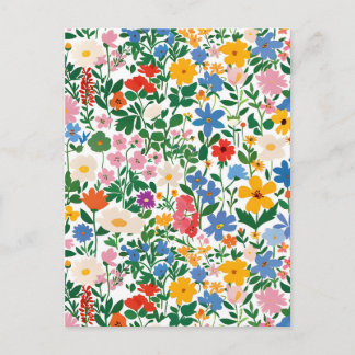 Happy Colourful Botanical Flowers Floral Card. Postcard