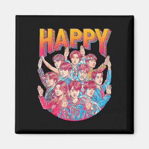 Happy colourful bubble letter design  magnet