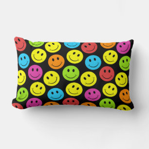 Happy Colourful Faces Pattern Lumbar Cushion
