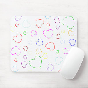 Happy colourful hearts mouse pad