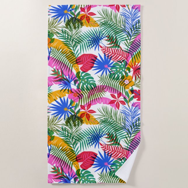 Happy colourful jungle beach towel (Front)
