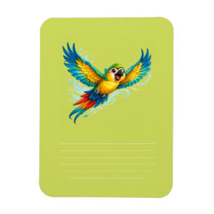 Happy Colourful Parrot in Flight Kawaii Bird Desig Magnet