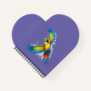 Happy Colourful Parrot in Flight Kawaii Bird Desig Notebook