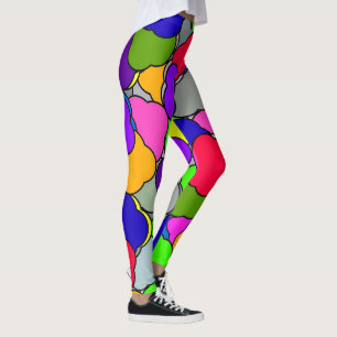 Happy Colourful Summer Cloud Shapes Pattern, Leggings