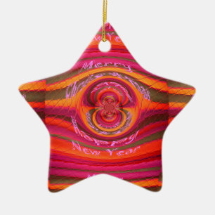 Happy Colours Merry Christmas Happy New Year Desi Ceramic Tree Decoration