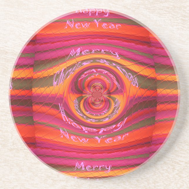 Happy Colours Merry Christmas Happy New Year  Desi Coaster (Front)
