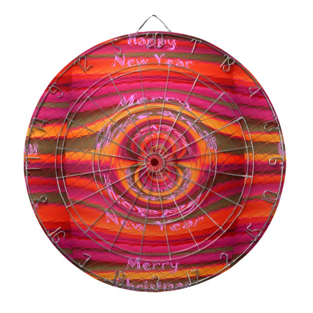 Happy Colours Merry Christmas Happy New Year  Desi Dartboard (Front)