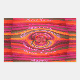 Happy Colours Merry Christmas Happy New Year  Desi Rectangular Sticker