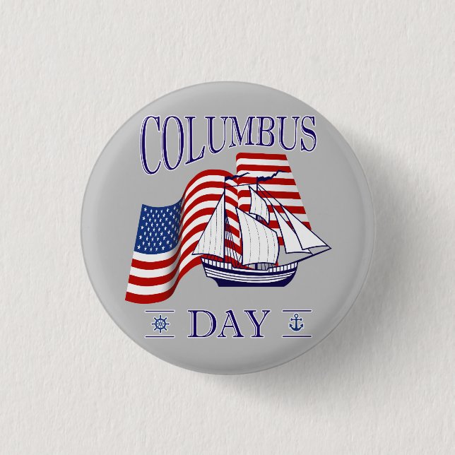 Happy Columbus Day 3 Cm Round Badge (Front)