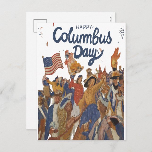 Happy Columbus Day Celebration  Holiday Postcard (Front/Back)