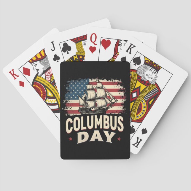 Happy Columbus Day of Exploration and Reflection Playing Cards (Back)